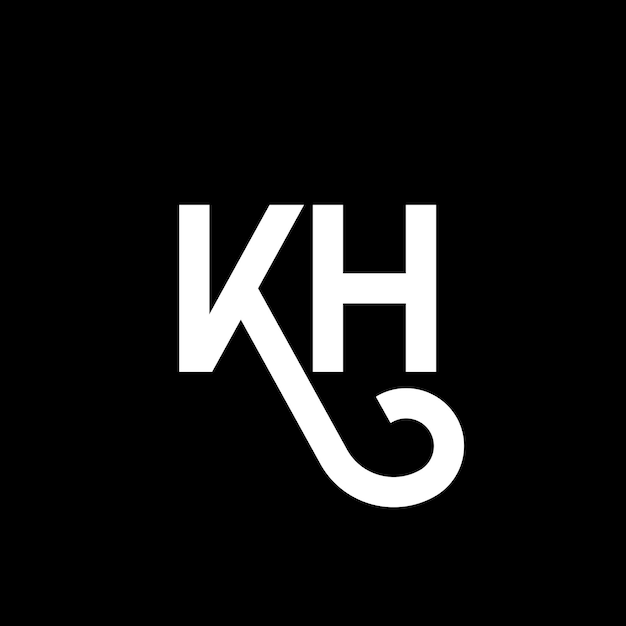 Diseño del logotipo de la letra KH en fondo negro KH iniciales creativas concepto de la letra del logotipo kh diseño de la carta KH diseño de la letra blanca en fondo negro K H k h logotipo