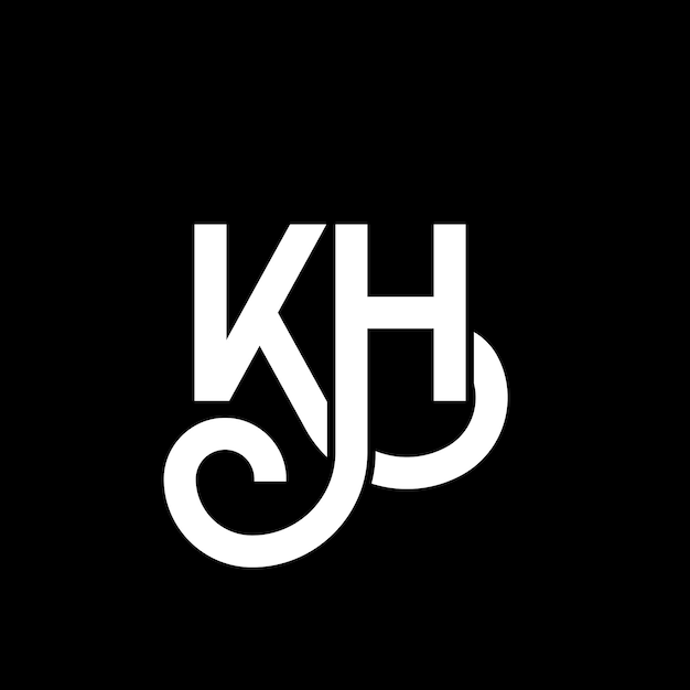 Diseño del logotipo de la letra KH en fondo negro KH iniciales creativas concepto de la letra del logotipo kh diseño de la carta KH diseño de la letra blanca en fondo negro K H k h logotipo