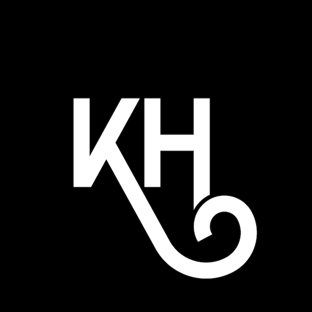 Diseño del logotipo de la letra KH en fondo negro KH iniciales creativas concepto de la letra del logotipo kh diseño de la carta KH diseño de la letra blanca en fondo negro K H k h logotipo