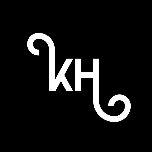 Diseño del logotipo de la letra KH en fondo negro KH iniciales creativas concepto de la letra del logotipo kh diseño de la carta KH diseño de la letra blanca en fondo negro K H k h logotipo