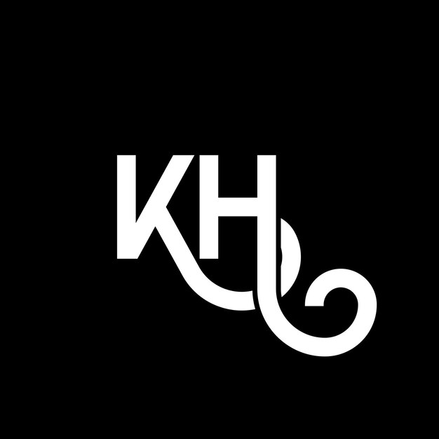Diseño del logotipo de la letra KH en fondo negro KH iniciales creativas concepto de la letra del logotipo kh diseño de la carta KH diseño de la letra blanca en fondo negro K H k h logotipo