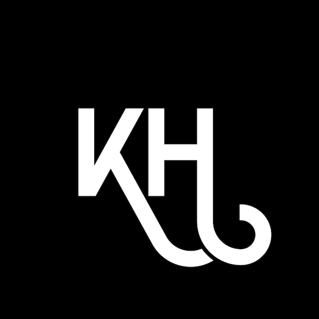 Diseño del logotipo de la letra KH en fondo negro KH iniciales creativas concepto de la letra del logotipo kh diseño de la carta KH diseño de la letra blanca en fondo negro K H k h logotipo