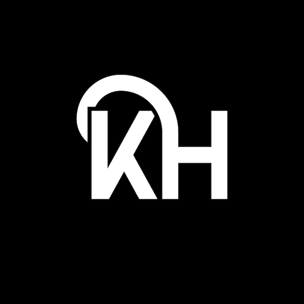 Diseño del logotipo de la letra KH en fondo negro KH iniciales creativas concepto de la letra del logotipo kh diseño de la carta KH diseño de la letra blanca en fondo negro K H k h logotipo