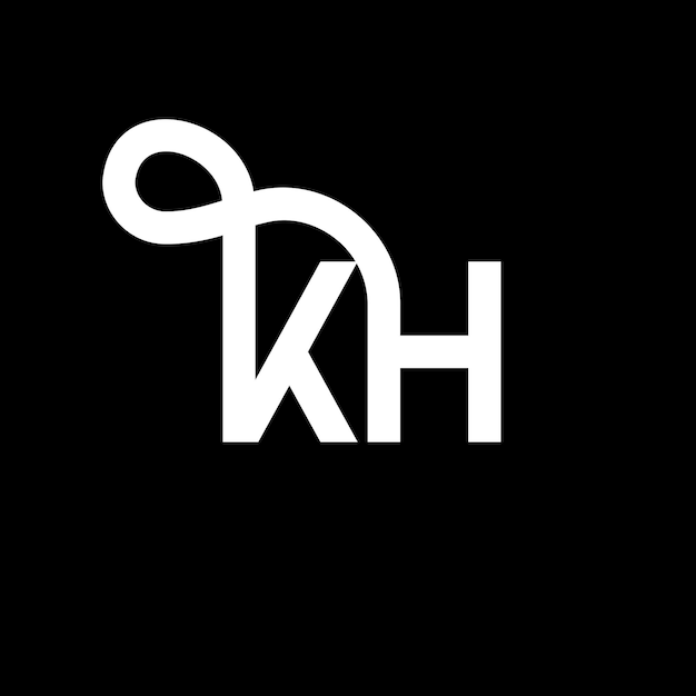 Diseño del logotipo de la letra KH en fondo negro KH iniciales creativas concepto de la letra del logotipo kh diseño de la carta KH diseño de la letra blanca en fondo negro K H k h logotipo