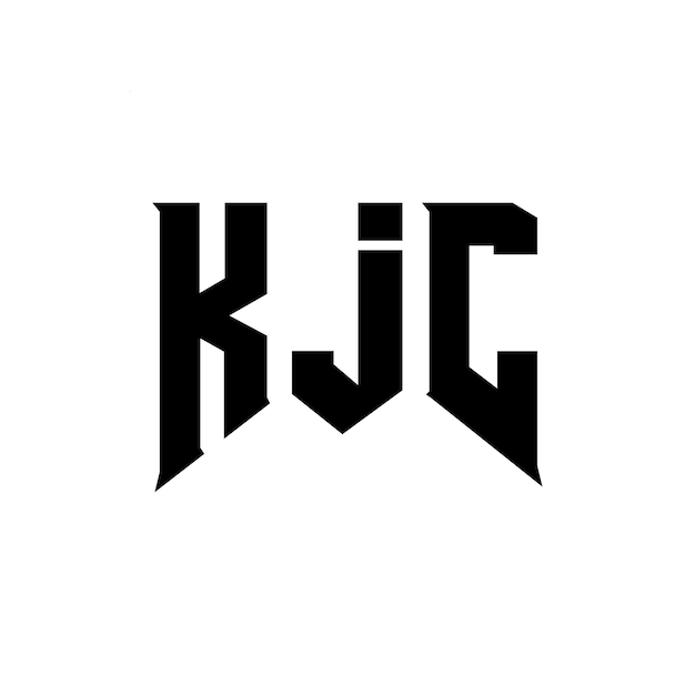 Diseño de logotipo de letra KJC para la compañía de tecnología Diseño del logotipo KJC combinación de colores blanco y negro