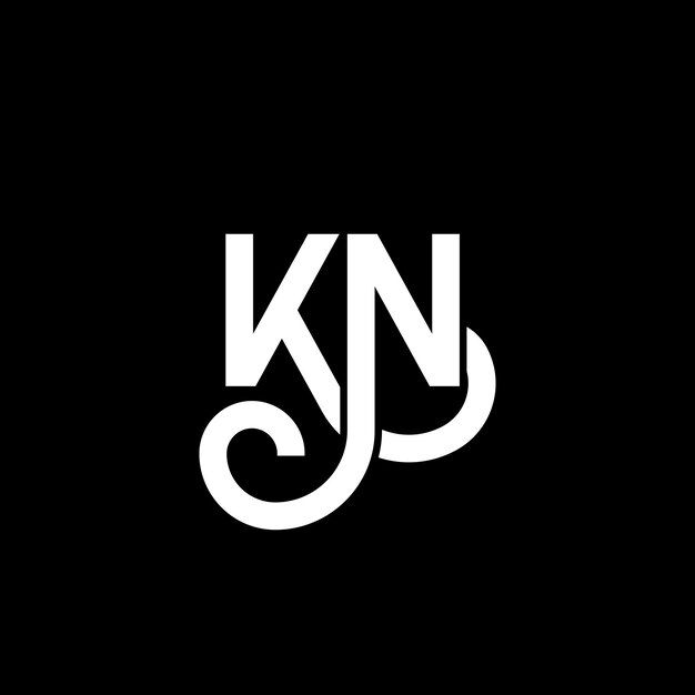 Diseño del logotipo de la letra KN en fondo negro KN iniciales creativas concepto de la letra del logotipo kn diseño de la carta KN diseño de la letra blanca en fondo negro K N k n logotipo
