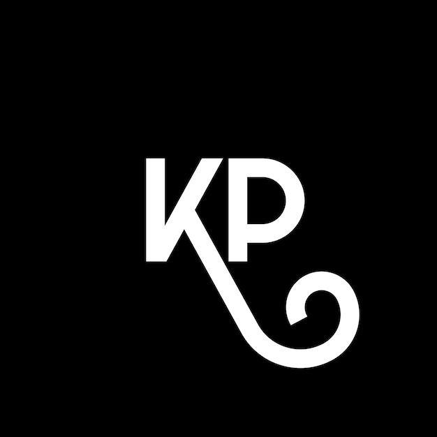 El diseño del logotipo de la letra KP en fondo negro KP iniciales creativas concepto de la letra del logotipo KP diseño de la carta KP diseño de letra blanca en fondo negro