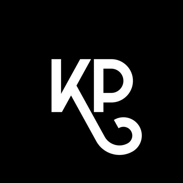 El diseño del logotipo de la letra KP en fondo negro KP iniciales creativas concepto de la letra del logotipo KP diseño de la carta KP diseño de letra blanca en fondo negro