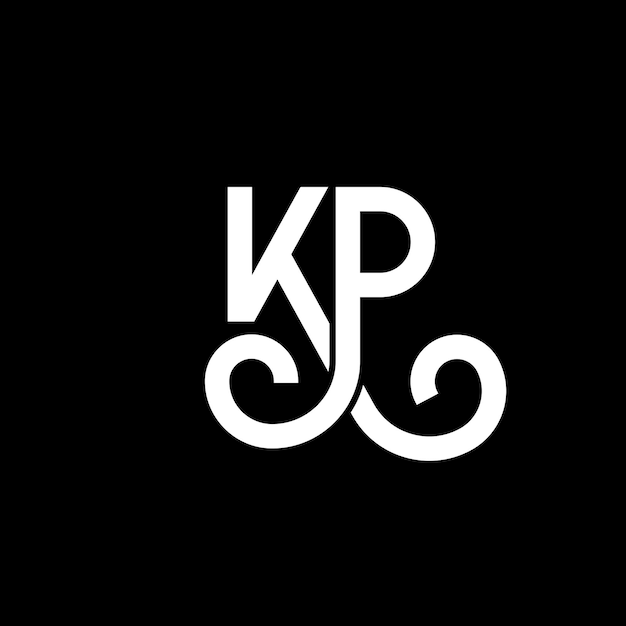 El diseño del logotipo de la letra KP en fondo negro KP iniciales creativas concepto de la letra del logotipo KP diseño de la carta KP diseño de letra blanca en fondo negro