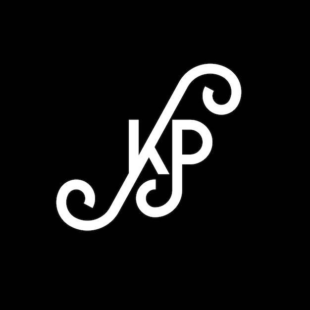 El diseño del logotipo de la letra KP en fondo negro KP iniciales creativas concepto de la letra del logotipo KP diseño de la carta KP diseño de letra blanca en fondo negro