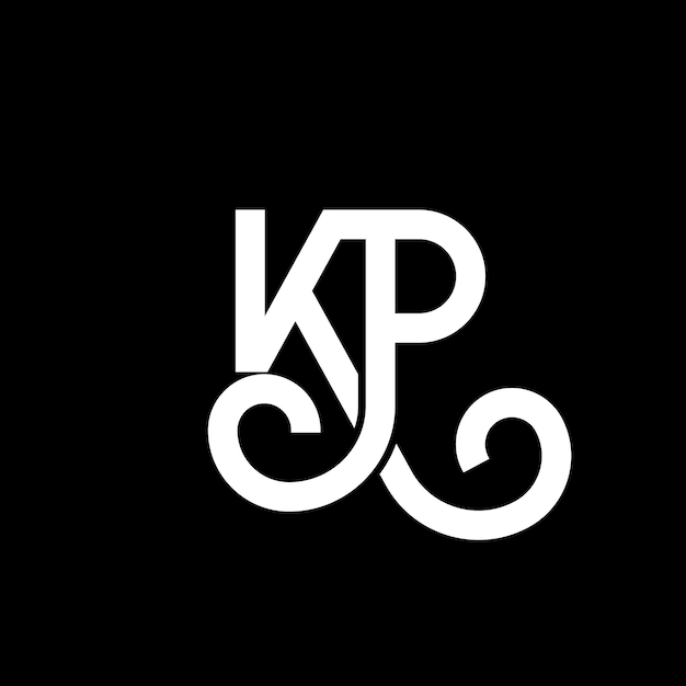 El diseño del logotipo de la letra KP en fondo negro KP iniciales creativas concepto de la letra del logotipo KP diseño de la carta KP diseño de letra blanca en fondo negro