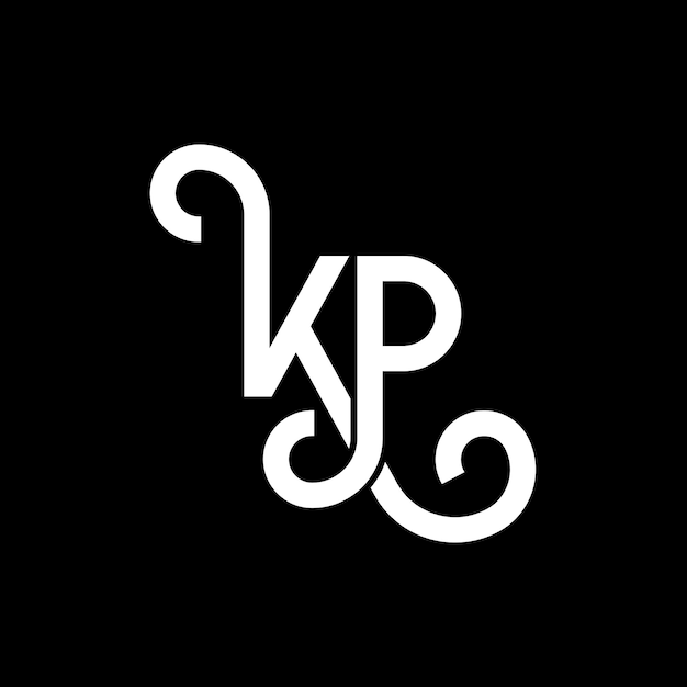 El diseño del logotipo de la letra KP en fondo negro KP iniciales creativas concepto de la letra del logotipo KP diseño de la carta KP diseño de letra blanca en fondo negro