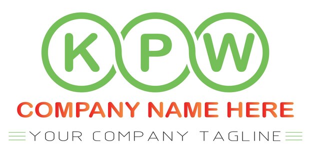 Vector diseño de logotipo de letra kpw