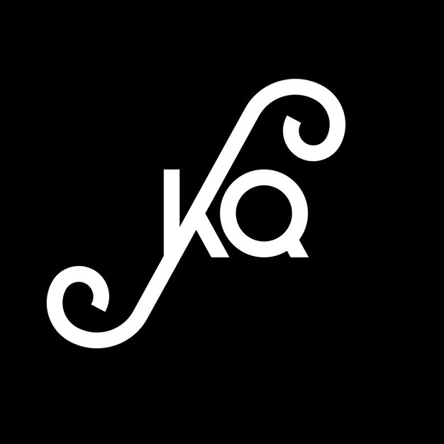 Diseño del logotipo de la letra KQ en fondo negro KQ iniciales creativas concepto del logotipio de la carta KQ diseño de la letra kQ diseño de letra blanca en fondo negro