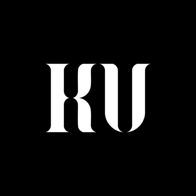 El diseño del logotipo de la letra KU K U La letra inicial KU el logotipo del monograma en mayúsculas color blanco el logotipo KU el diseño KU K Ux9