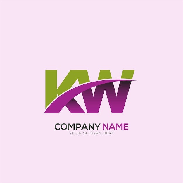 Diseño del logotipo de la letra KW o WK con un corte creativo Diseño creativo del logotipo