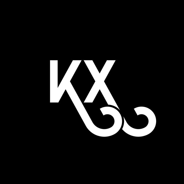 Diseño del logotipo de la letra KX en fondo negro KX iniciales creativas concepto de la letra del logotipo KX diseño de la carta KX diseño de la letra blanca en fondo negro