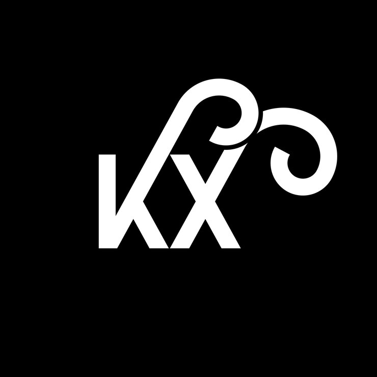 Vector diseño del logotipo de la letra kx en fondo negro kx iniciales creativas concepto de la letra del logotipo kx diseño de la carta kx diseño de la letra blanca en fondo negro