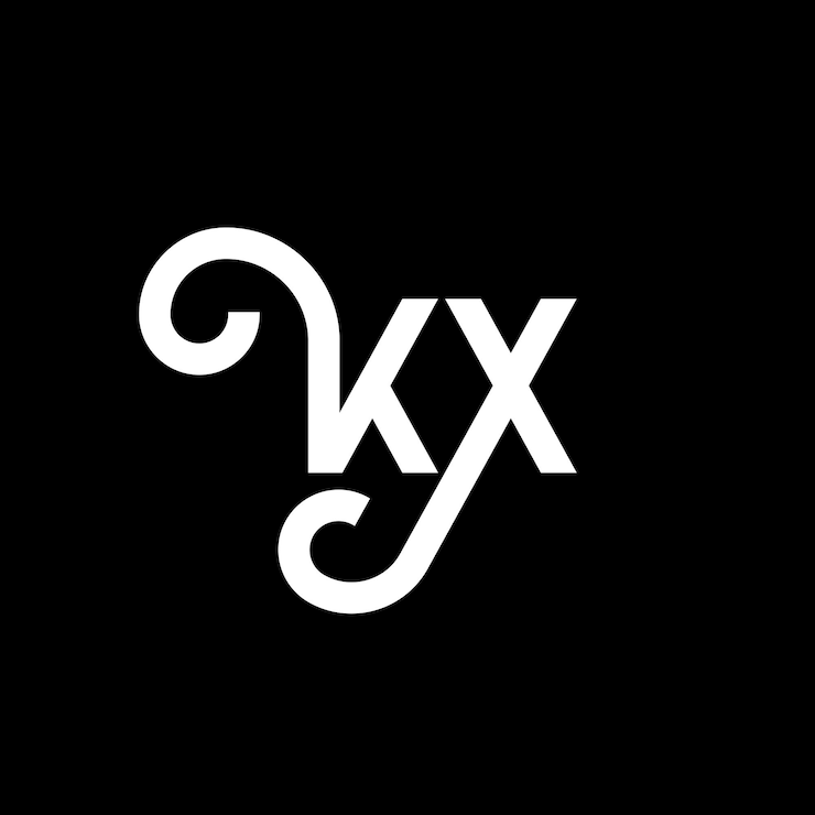 Vector diseño del logotipo de la letra kx en fondo negro kx iniciales creativas concepto de la letra del logotipo kx diseño de la carta kx diseño de la letra blanca en fondo negro