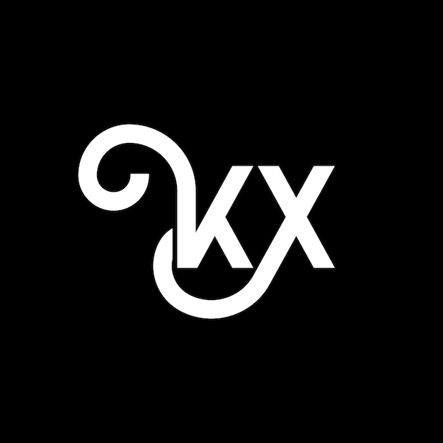 Diseño del logotipo de la letra KX en fondo negro KX iniciales creativas concepto de la letra del logotipo KX diseño de la carta KX diseño de la letra blanca en fondo negro