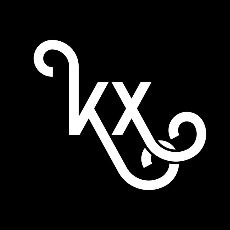 Vector diseño del logotipo de la letra kx en fondo negro kx iniciales creativas concepto de la letra del logotipo kx diseño de la carta kx diseño de la letra blanca en fondo negro