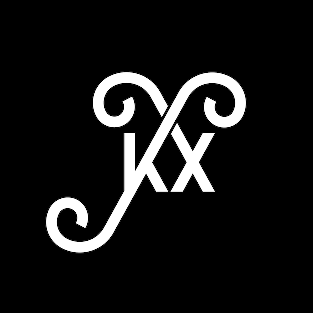Diseño del logotipo de la letra KX en fondo negro KX iniciales creativas concepto de la letra del logotipo KX diseño de la carta KX diseño de la letra blanca en fondo negro