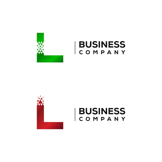 Diseño de logotipo de letra L abstracta con flecha de triángulos que avanza para la empresa de logística financiera