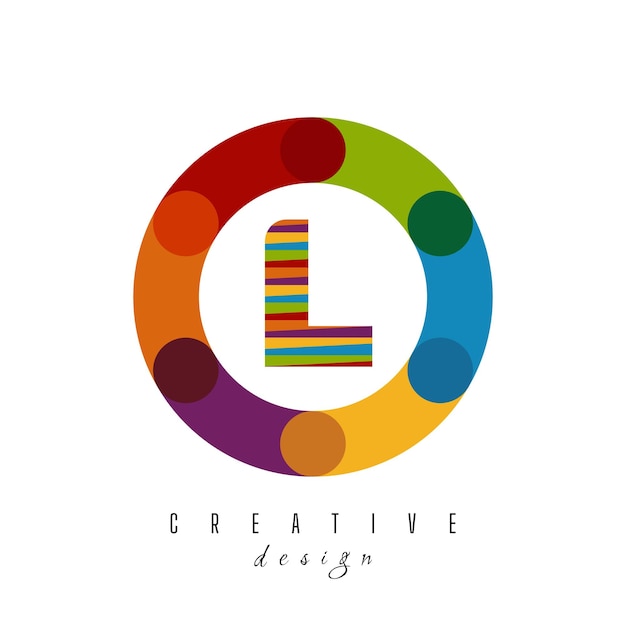 Diseño del logotipo de la letra L Círculo con círculo con logotipo colorido