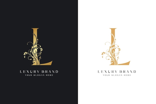 Diseño del logotipo de la letra l con icono creativo de oro premium