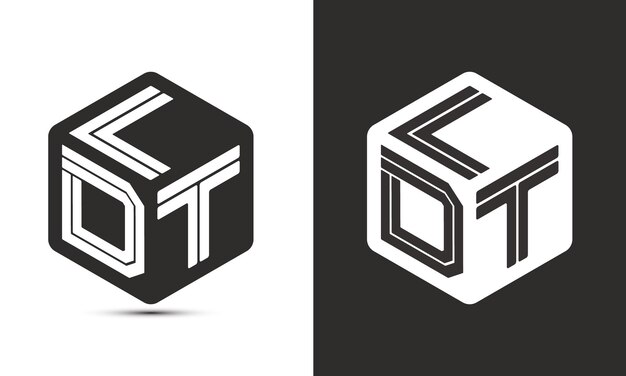 Diseño de logotipo de letra LDT con logotipo de cubo ilustrador logotipo vectorial estilo de superposición de fuente de alfabeto moderno