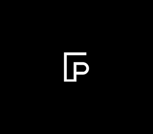 Diseño del logotipo de la letra lineal FP o PF para uso inicial