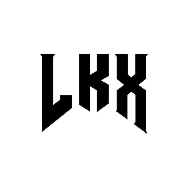 Diseño de logotipo de letra LKX para la compañía de tecnología Diseño de Logotipo LKX combinación de colores blanco y negro