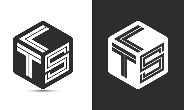 Diseño de logotipo de letra LTS con logotipo de cubo ilustrador logotipo vectorial estilo de superposición de fuente de alfabeto moderno