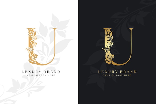 diseño del logotipo de la letra de lujo u monograma inicial de oro