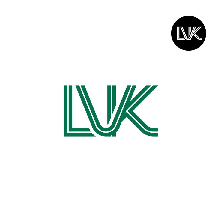 Vector diseño del logotipo de la letra lvk monograma con líneas