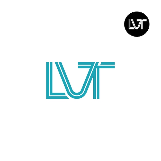 Diseño del logotipo de la letra LVT Monograma con líneas