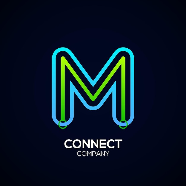 Diseño de logotipo de letra M abstracta con concepto de conexión para empresa de tecnología y negocios digitales