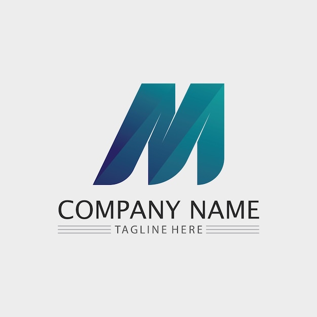 El diseño del logotipo de la letra M es un signo de icono de identidad vectorial