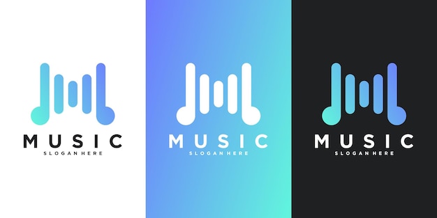 El diseño del logotipo de la letra M de la onda sonora Premium Vector