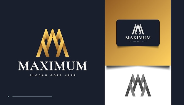 Diseño de logotipo letra m de oro con concepto abstracto. logotipo de letra m para identidad empresarial corporativa