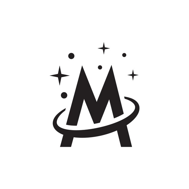 Diseño del logotipo de la letra M planet
