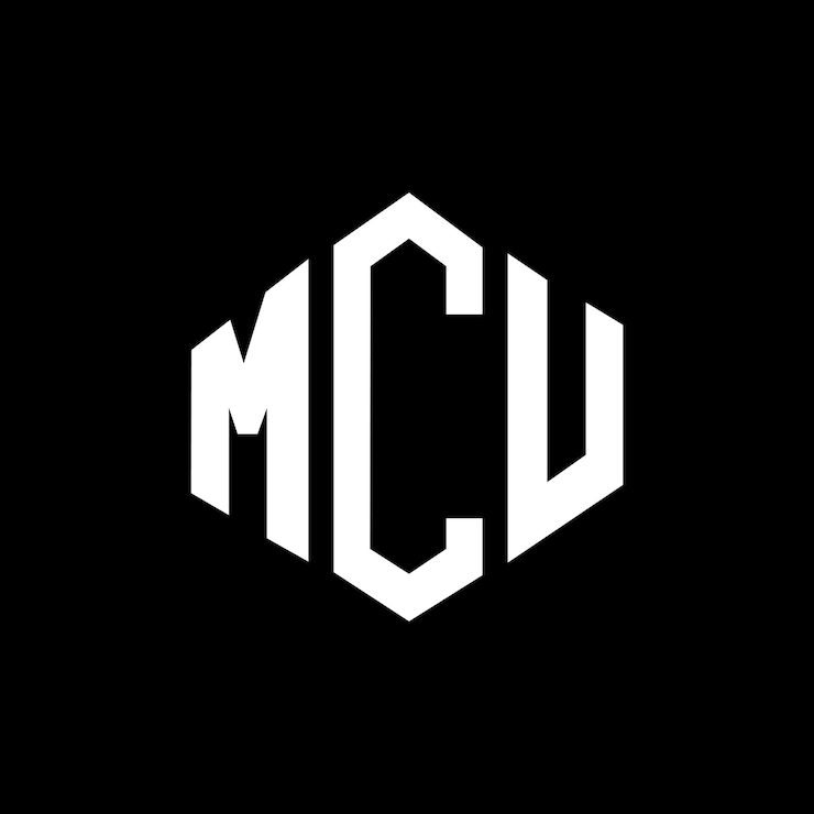 Vector diseño del logotipo de la letra mcu con forma de polígono mcu polígono y forma de cubo diseño del logotipo mcu hexágono modelo de logotipo vectorial colores blanco y negro mcu monograma negocio y logotipo de bienes raíces