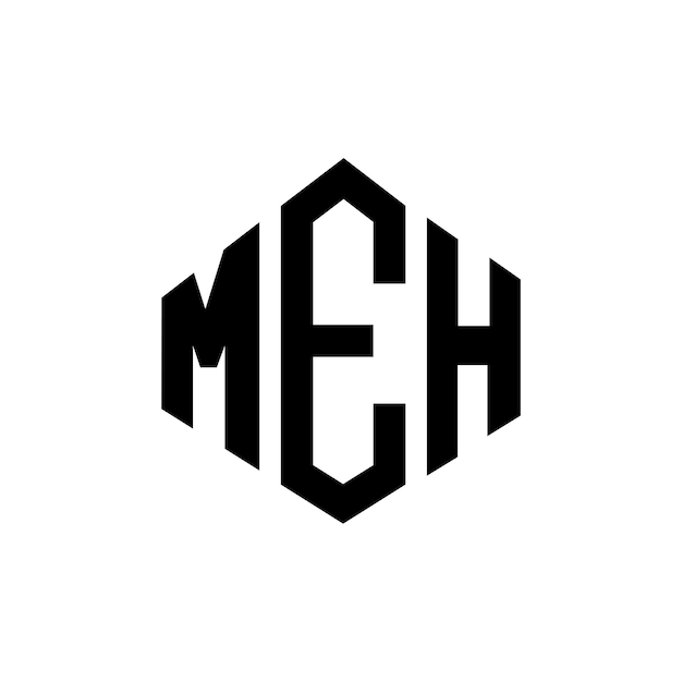 Vector diseño del logotipo de la letra meh con forma de polígono meh polígono y forma de cubo diseño del logotipo meh hexágono modelo de logotipo vectorial colores blanco y negro logotipo de negocios y bienes raíces meh monograma