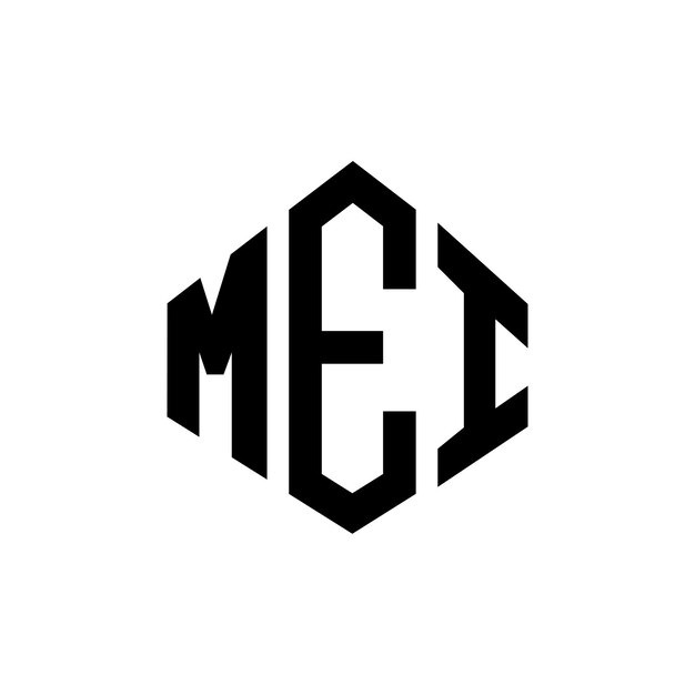 Diseño del logotipo de la letra MEI con forma de polígono MEI diseño del logotipo en forma de póligono y cubo MEI hexágono modelo de logotipo vectorial colores blanco y negro MEI monograma de negocios y logotipo inmobiliario