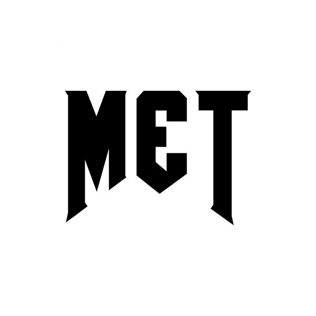 Diseño de logotipo de letra MET para la empresa de tecnología Diseño del logotipo MET combinación de colores blanco y negro