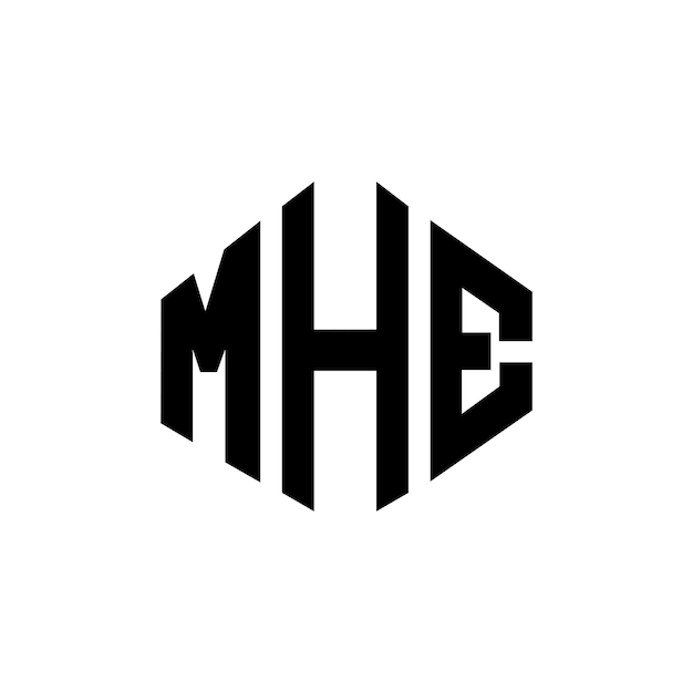 Diseño del logotipo de la letra MHE con forma de polígono MHE diseño del logotipo en forma de póligono y cubo MHE hexágono modelo de logotipo vectorial colores blanco y negro MHE monograma negocio y logotipo de bienes raíces