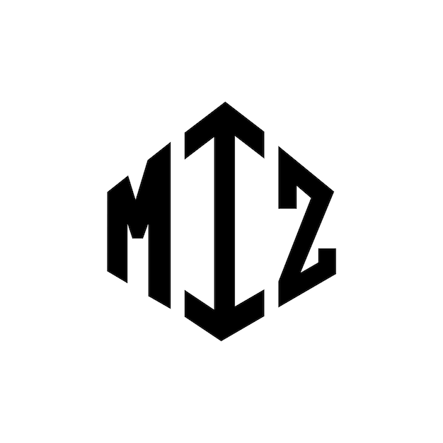 Vector diseño del logotipo de la letra miz con forma de polígono miz polígono y forma de cubo diseño del logotipo miz hexágono modelo de logotipo vectorial colores blanco y negro miz monograma logotipo de negocios e inmobiliario