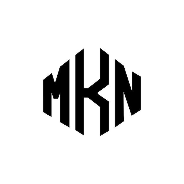 Diseño del logotipo de la letra MKN con forma de polígono MKN diseño del logotipo en forma de póligono y cubo MKN hexágono patrón del logotipo vectorial colores blanco y negro MKN monograma logotipo de negocios y bienes raíces