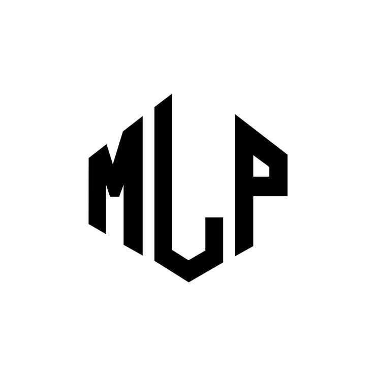 Vector diseño de logotipo de letra mlp con forma de polígono mlp diseño de logotipo poligono y forma de cubo mlp hexágono patrón de logotipo vectorial colores blanco y negro mlp monograma de negocios y logotipo de bienes raíces