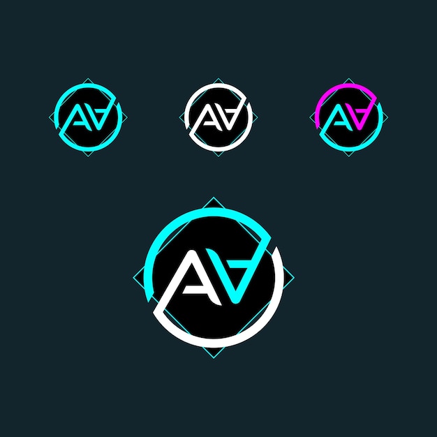 Vector diseño de logotipo de letra de moda aa con círculo